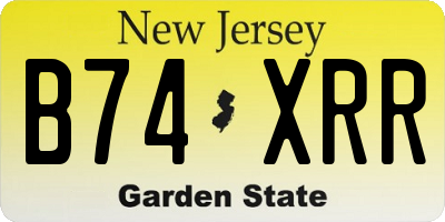 NJ license plate B74XRR