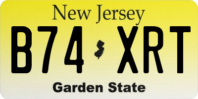 NJ license plate B74XRT