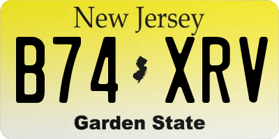 NJ license plate B74XRV