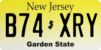 NJ license plate B74XRY