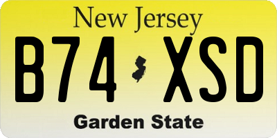 NJ license plate B74XSD