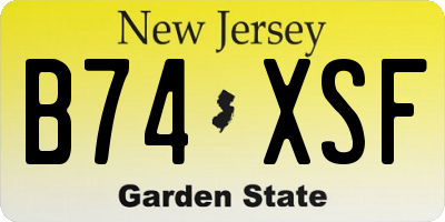 NJ license plate B74XSF