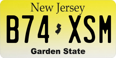 NJ license plate B74XSM