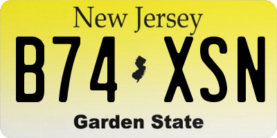 NJ license plate B74XSN