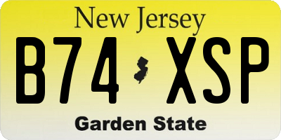 NJ license plate B74XSP