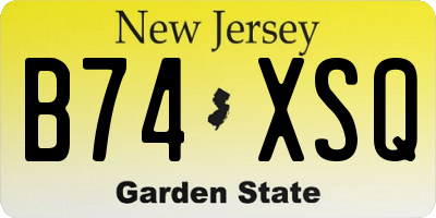 NJ license plate B74XSQ