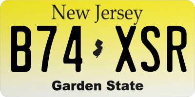 NJ license plate B74XSR