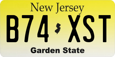 NJ license plate B74XST