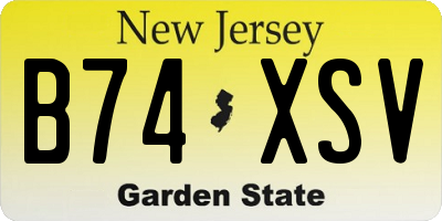 NJ license plate B74XSV