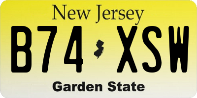 NJ license plate B74XSW