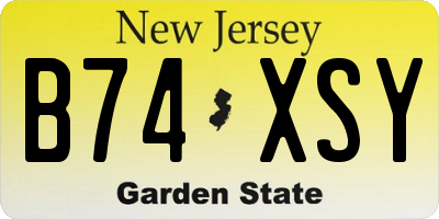 NJ license plate B74XSY