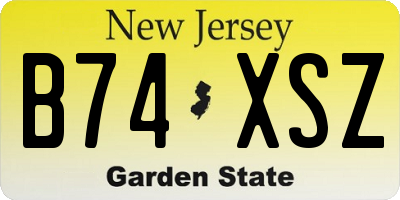 NJ license plate B74XSZ