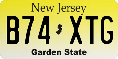 NJ license plate B74XTG
