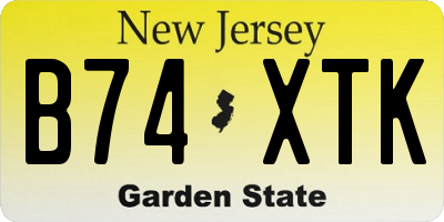 NJ license plate B74XTK