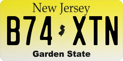 NJ license plate B74XTN