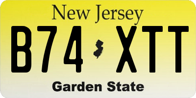 NJ license plate B74XTT