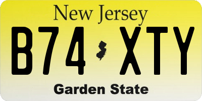 NJ license plate B74XTY