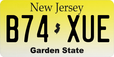 NJ license plate B74XUE