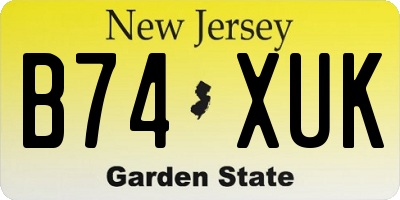 NJ license plate B74XUK