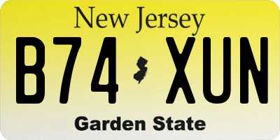 NJ license plate B74XUN