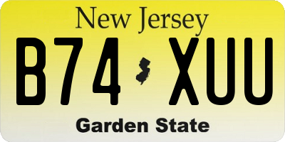 NJ license plate B74XUU