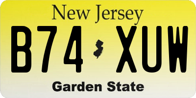 NJ license plate B74XUW