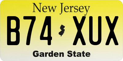NJ license plate B74XUX