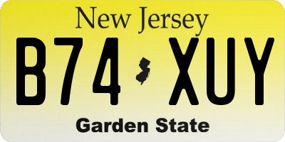 NJ license plate B74XUY