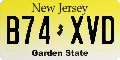 NJ license plate B74XVD