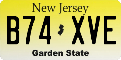 NJ license plate B74XVE