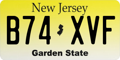 NJ license plate B74XVF