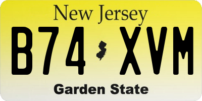 NJ license plate B74XVM