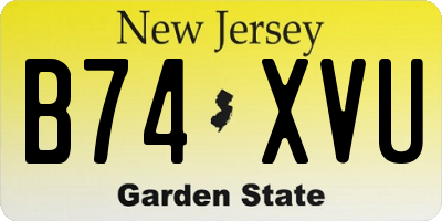 NJ license plate B74XVU