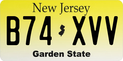 NJ license plate B74XVV