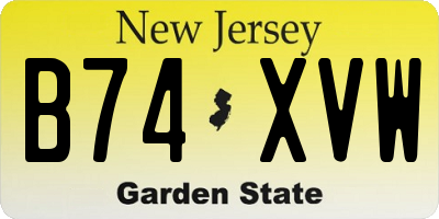 NJ license plate B74XVW