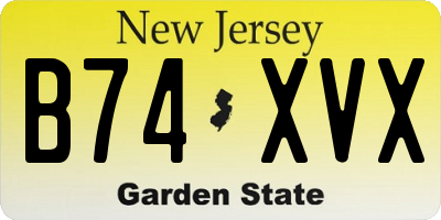 NJ license plate B74XVX