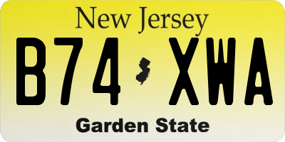 NJ license plate B74XWA