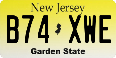 NJ license plate B74XWE