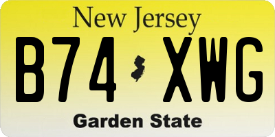 NJ license plate B74XWG