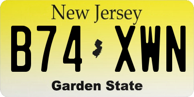 NJ license plate B74XWN
