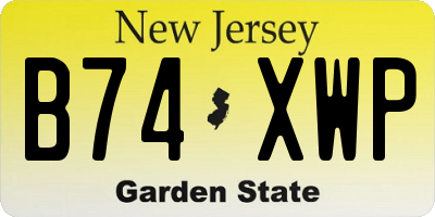 NJ license plate B74XWP