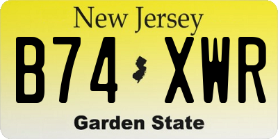 NJ license plate B74XWR