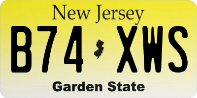 NJ license plate B74XWS