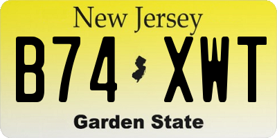 NJ license plate B74XWT