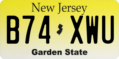 NJ license plate B74XWU