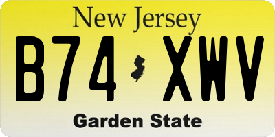 NJ license plate B74XWV