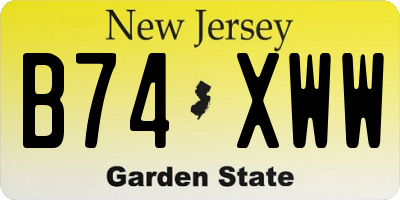NJ license plate B74XWW