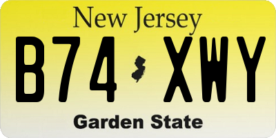 NJ license plate B74XWY