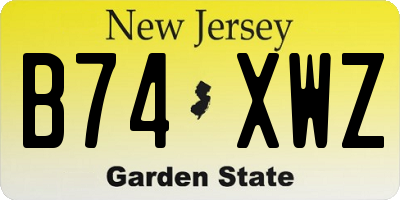 NJ license plate B74XWZ