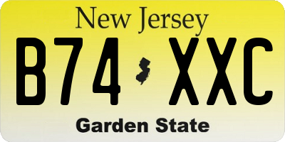 NJ license plate B74XXC